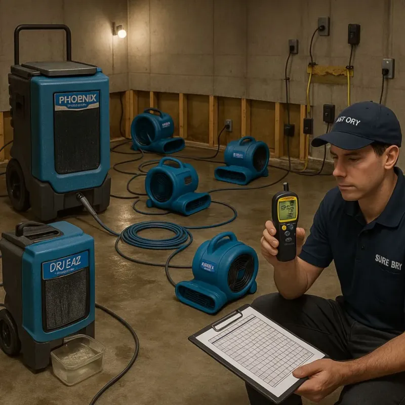 Structural Drying and Dehumidification process in Yellville, AR